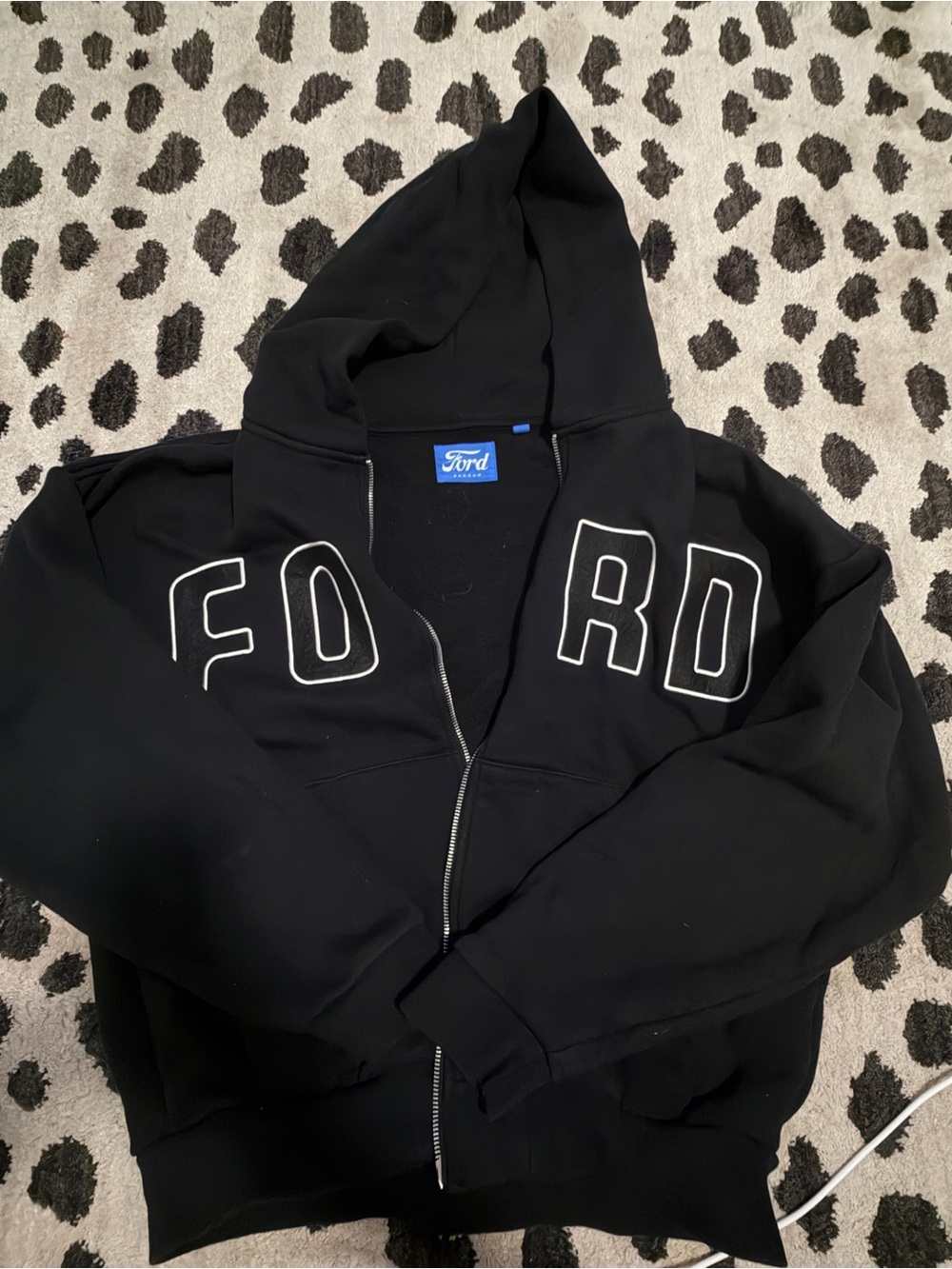 Ford Black Hooded Zip Jacket with Bold Logo